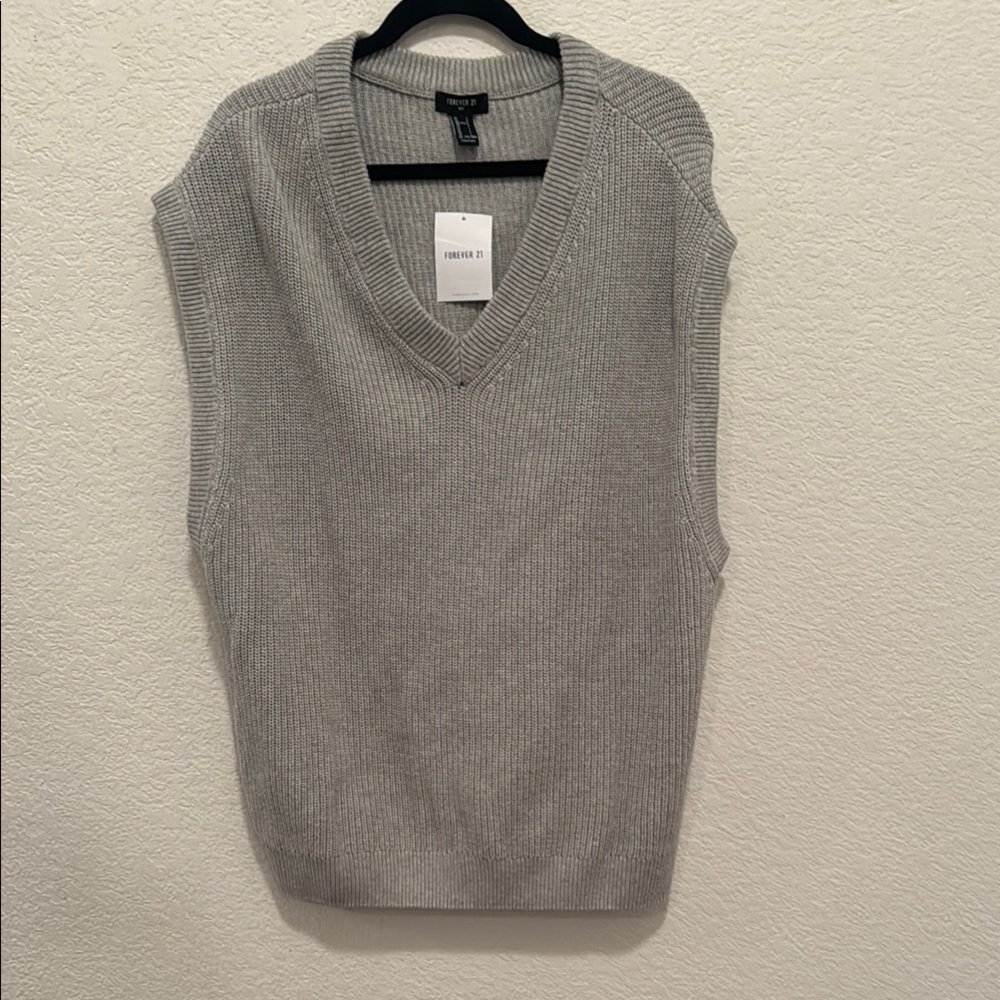 Gray V-Neck Sweater Vest